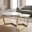 Round Marble Nesting Coffee Table Set - 2