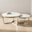Round Marble Nesting Coffee Table Set - 3