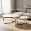 Round Marble Nesting Coffee Table Set - 4