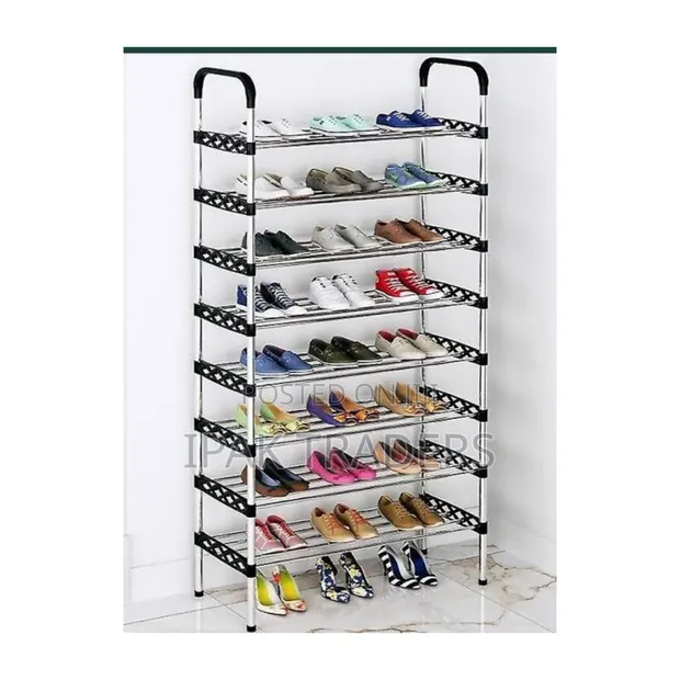 8-Layer Shoe Rack - Black - 1
