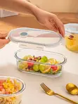 Sanduku la Chakula la Kioo cha Borosilicate la Ovali la 850ml - 1