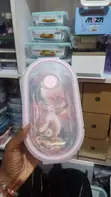 Sanduku la Chakula la Kioo cha Borosilicate la Ovali la 850ml - 2