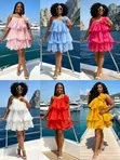 Ruffle Tiered Mini Dress - Mtindo wa Majira ya Joto - 1
