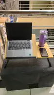 Foldable Tilting Laptop Bed Table with Cup Holder - 2