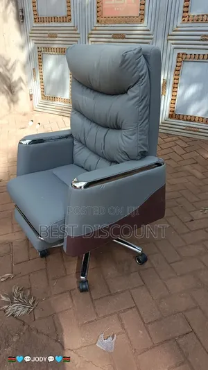 Executive Office Chair with Leg Rest - Grey