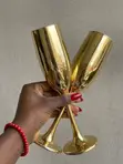 6 Pcs Gold Stainless Steel Champagne Flutes (180ml) - 1