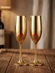 6 Pcs Gold Stainless Steel Champagne Flutes (180ml) - 2