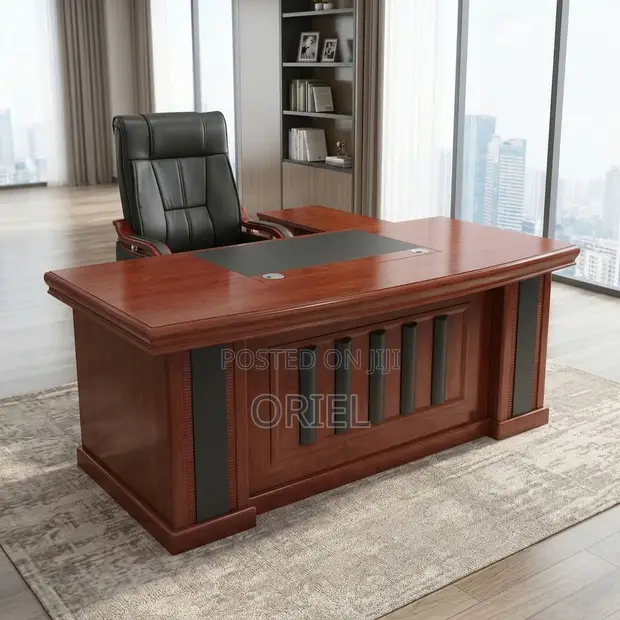 1.8m L-Shaped Executive Office Desk - Mahogany - 1