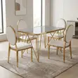 Home Palace Set ya Dining ya Kiti cha Ngozi na Meza ya Marmar ya Dhahabu - 3