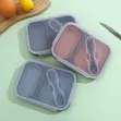 Collapsible Silicone 2-Grid Lunch Box - 4