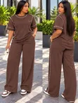 Pearl Embellished 2-Piece Wide Leg Pants Set - 2