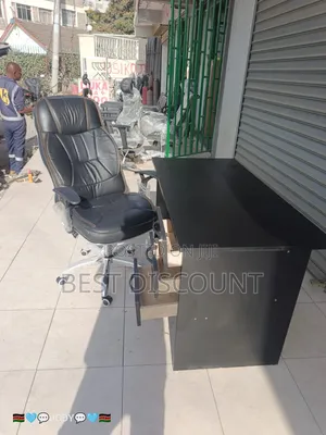 Boss Office Products Office Desk with Leather Chair Set