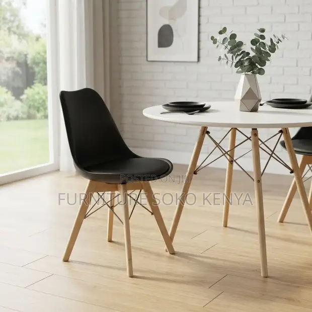 Upholstered Mid Back Dining Chair | Red Fabric - 1