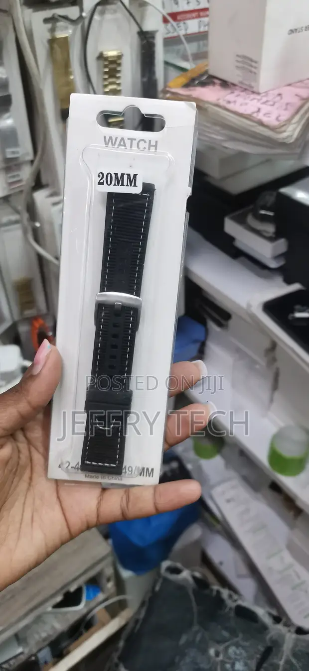 20mm Black Nylon & Silicone Watch Strap with Silver Buckle - 1