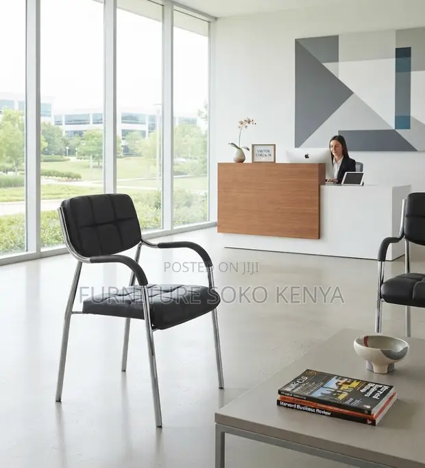 Leather Visitors Chair | Katalina Seat With Armrests - 1
