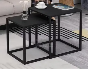 2-in-1 Nordic Metallic Side Table Set - Black