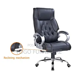 Kiti cha Ofisi cha Ngozi cha Swivel cha Mtendaji