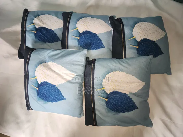 Set of 5 Turquoise & White Throw Pillows - 1