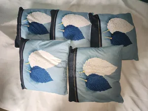 Set of 5 Turquoise & White Throw Pillows