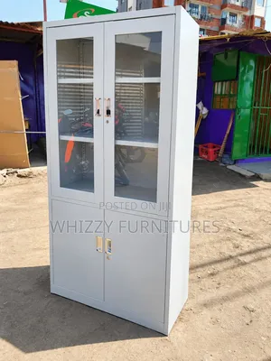 Boss Office Products Lockable Metal Cabinet with Glass Doors