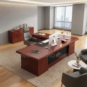 Meza ya Ofisi ya Mahogany | 1800mm Brown Kisasa ya Mkurugenzi