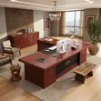 Mahogany Executive Desk | 1800mm Brown Modern CEO Table - 4