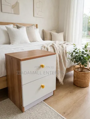 Julz Bedside Drawers - 2 Drawer - White Gold - Mbao Juu - Mpya
