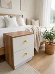 Julz Bedside Drawers - 2 Drawer - White Gold - Mbao Juu - Mpya - 1
