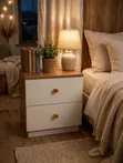 Julz Bedside Drawers - 2 Drawer - White Gold - Mbao Juu - Mpya - 2