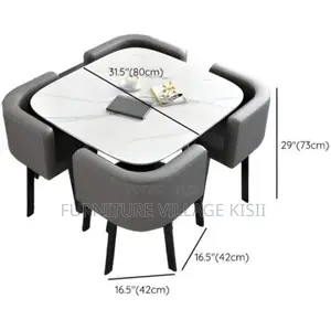 Modern 4-Seater Marble Dining Table Set