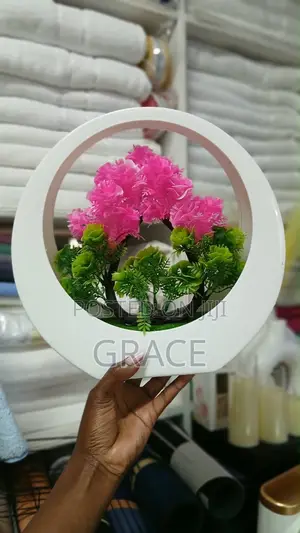 Elegant Decorative Ring Vase with Artificial Bonsai