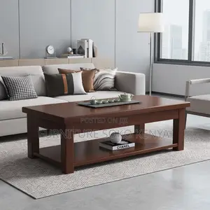 Meza ya Kahawa ya Kifahari | 120cm Mahogany Iliyong'aa
