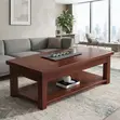 Meza ya Kahawa ya Kifahari | 120cm Mahogany Iliyong'aa - 3