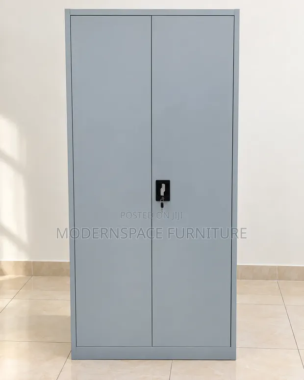 Grey Two-Door Steel Office Cabinet - 1