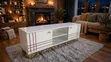 Sydney 4ft TV Stand - White Glossy, Gold Legs - 1