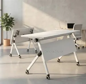 White Foldable Office Table with Wheels (1200MM)
