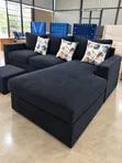 L-Shaped Sofa, Modern Design, Black Fabric - 1