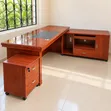 Mahogany Executive Office Desk with Side Cabinet - 1
