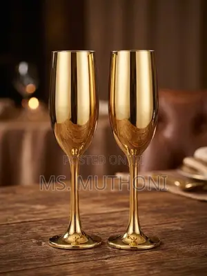 Vikombe 6 vya Mvinyo/Champagne vya Dhahabu Vilivyopakwa Umeme 180ml