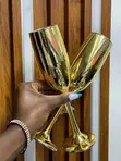 6 Electroplated Gold Finish 180ml Wine/Champagne Glasses - 2