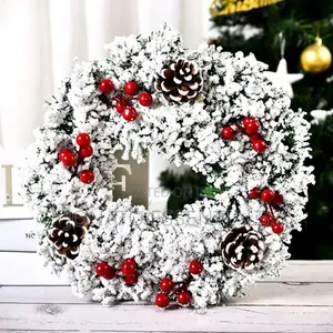32cm Frosted Pine Cone Christmas Wreath