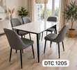 Meza ya Kisasa ya Dining ya Marumaru Nyeupe na Viti 4 vya Kijivu - DTC 1205 - 1
