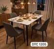 Meza ya Kisasa ya Dining ya Marumaru Nyeupe na Viti 4 vya Kijivu - DTC 1205 - 2