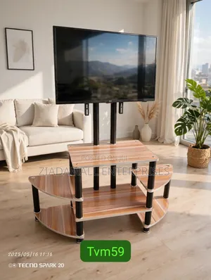 TV Stand ya Executive TVM59 - Kioo na Mbao na Mlima wa Bracket