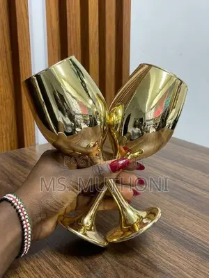 6 Pcs Gold Plated Wine Goblets, 330ml