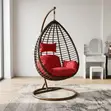 Egg-Shaped Rattan Swinging Chair - Red - 1