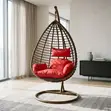 Egg-Shaped Rattan Swinging Chair - Red - 5