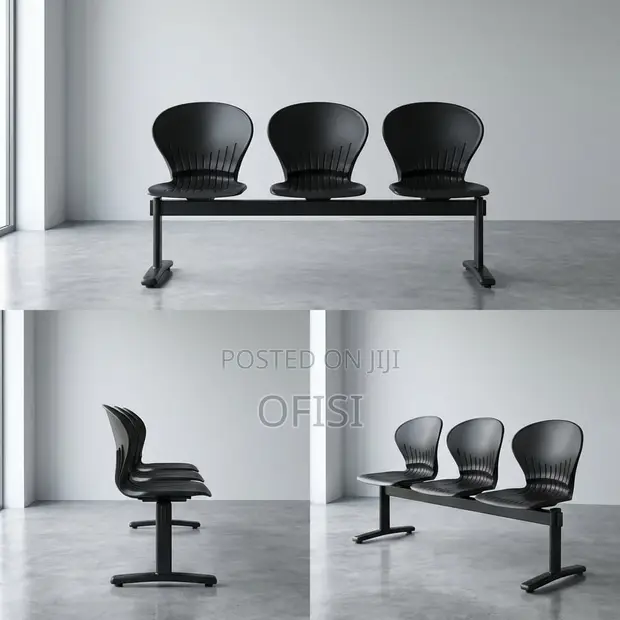 Three-Link Plastic Office Waiting Bench - 1