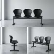 Three-Link Plastic Office Waiting Bench - 1