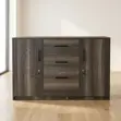 2-Door Credenza with Drawers - Gray Wood Finish - 2